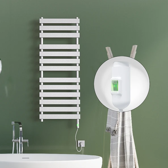 TAHITI Elektrikli Havlupan 500x950 Beyaz Parlak (OnOff Düğmeli) 600W ürün görseli 1