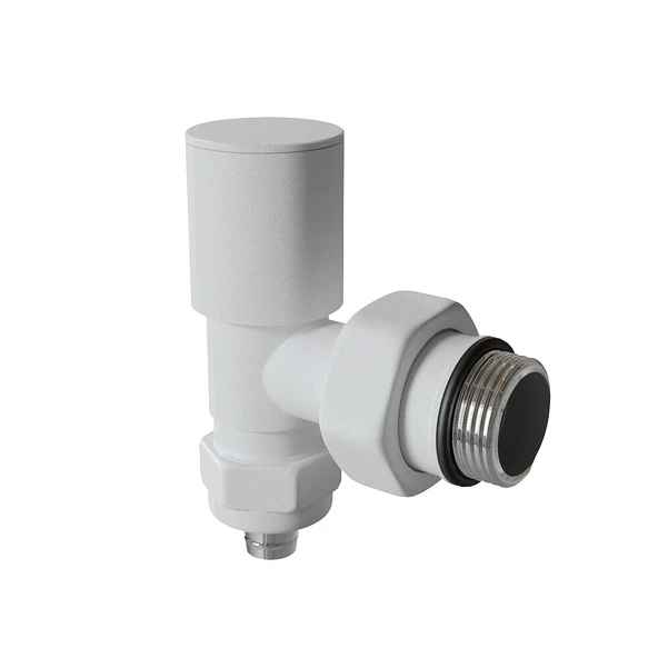 Radyatör Vanası 12 Pütürlü Beyaz Köşe Pex (Metal Volanlı 16*2mm Boru Bağl. Rakorlu) ürün görseli 1
