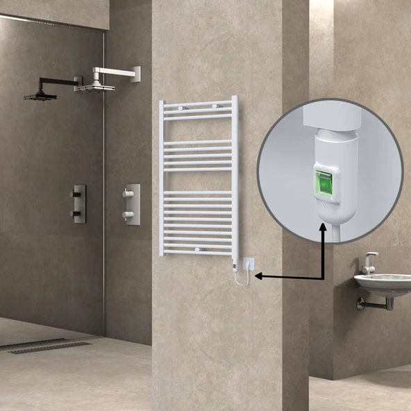 HAITI Elektrikli Havlupan 600x1000 Düz Beyaz (OnOff Düğmeli) 600W ürün görseli 1