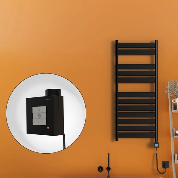 Bora Bora Elektrikli Havlupan 500x1200 Mat Siyah Ktx1 600 Watt Spiral Kablolu ürün görseli 1