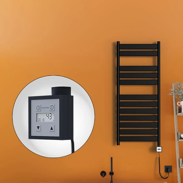 Bora Bora Elektrikli Havlupan 500x1200 Mat Siyah Ktx3 600 Watt Spiral Kablolu ürün görseli 1