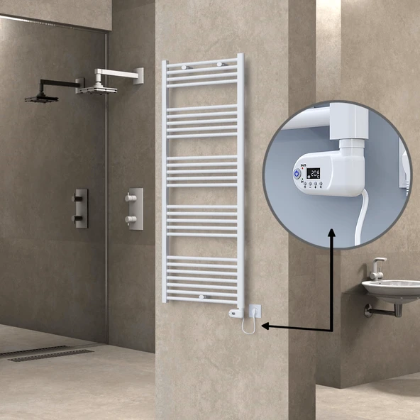 HAITI Elektrikli Havlupan 600x1500 Düz Beyaz (Thesis Termostat) 900W ürün görseli 1