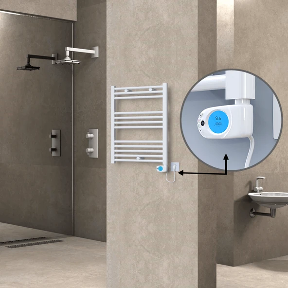 HAITI Elektrikli Havlupan 600x700 Düz Beyaz (Musa Termostat) 300W ürün görseli 1