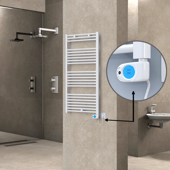 HAITI Elektrikli Havlupan 600x1200 Düz Beyaz (Musa Termostat) 600W ürün görseli 1