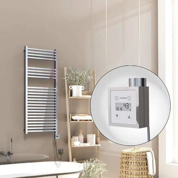 Barbados Elektrikli Havlupan 500x1200 Krom  (KTX3 Termostat) 600W Spiral Kablolu ürün görseli 1