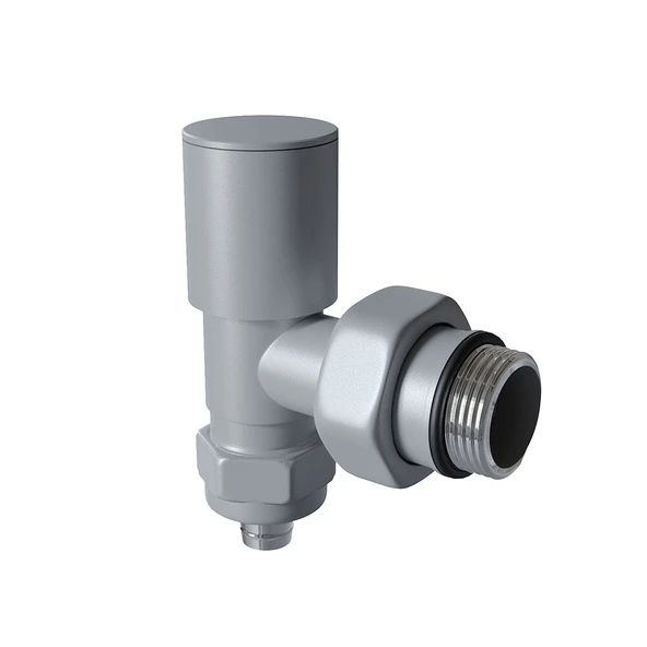 Radyatör Vanası 12 Pütürlü Gri Köşe Pex (Metal Volanlı 16*2mm Boru Bağl. Rakorlu) ürün görseli 1