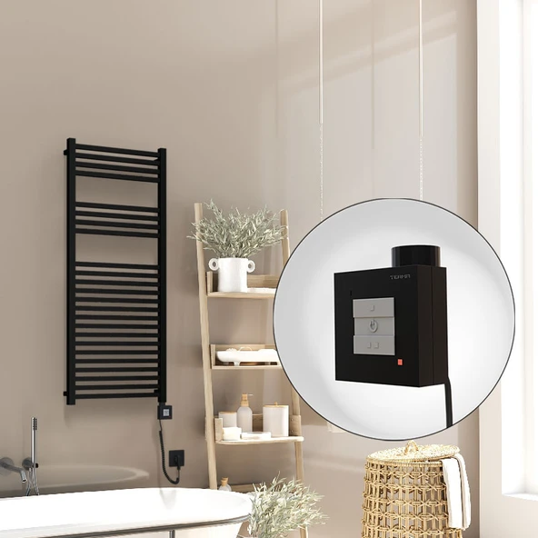 Barbados Elektrikli Havlupan 500x1200 Siyah Mat (KTX1 Termostat) 600W Spiral Kablolu ürün görseli 1