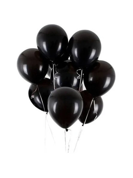 Siyah Balon Parlak Renkli 10'lu Paketli Balon 12 Inç - Siyah ürün görseli 1