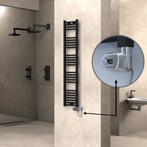 HAITI Elektrikli Havlupan 300x1500 Düz Siyah (Thesis Termostat) 600W ürün görseli 1