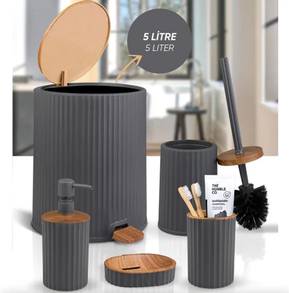 6450-3A KOVALI 5 LI BANYO SET ANTRASIT ürün görseli 1