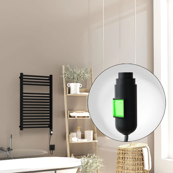 Barbados Elektrikli Havlupan 500x800 Siyah Mat (OnOff Düğmeli) 600W ürün görseli 1