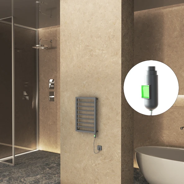 NAXOS Elektrikli Havlupan 450x655 Antrasit Texture (OnOff Düğmeli) 300W ürün görseli 1