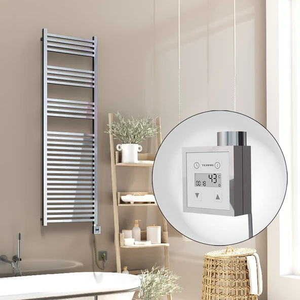 Barbados Elektrikli Havlupan 500x1600 Krom  (KTX3 Termostat) 600W Spiral Kablolu ürün görseli 1