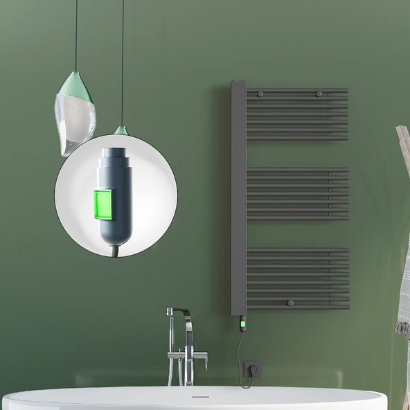 MALE Elektrikli Havlupan 600x1190  Antrasit (OnOff Düğmeli) 900W ürün görseli 1