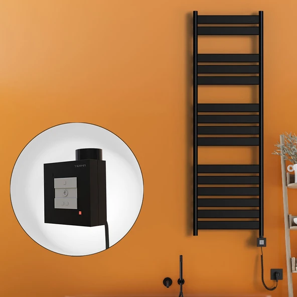 Bora Bora Elektrikli Havlupan 500x1600 Mat Siyah Ktx1 1000 Watt Spiral Kablolu ürün görseli 1