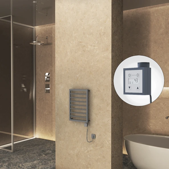 NAXOS Elektrikli Havlupan 450x655 Antrasit Texture (KTX3 Termostat) 300W Spiral Kablolu ürün görseli 1