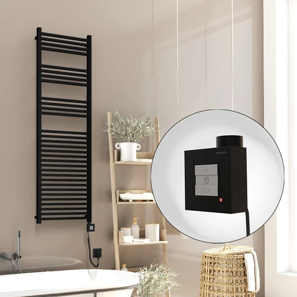 Barbados Elektrikli Havlupan 500x1600 Siyah Mat (KTX1 Termostat) 1000W Spiral Kablolu ürün görseli 1