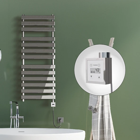 TAHITI Elektrikli Havlupan 500x950 Krom  (KTX3 Termostat) 300W Spiral Kablolu ürün görseli 1