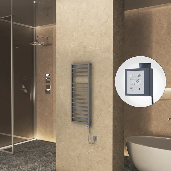 NAXOS Elektrikli Havlupan 500x1193 Antrasit Texture (KTX3 Termostat) 600W Spiral Kablolu ürün görseli 1
