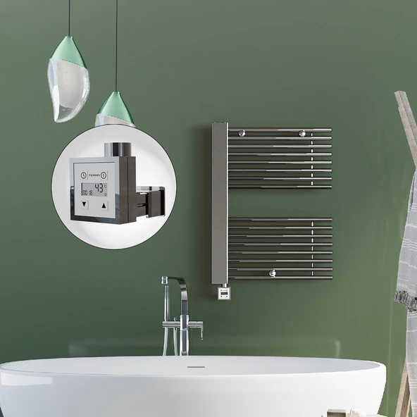 MALE Elektrikli Havlupan 600x800  Krom (KTX3 Termostat) 300W Spiral Kablolu ürün görseli 1