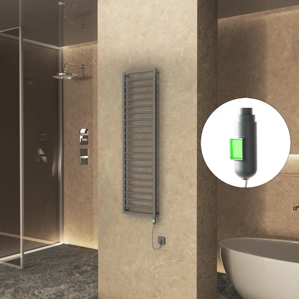 NAXOS Elektrikli Havlupan 500x1655 Antrasit Texture (OnOff Düğmeli) 600W ürün görseli 1