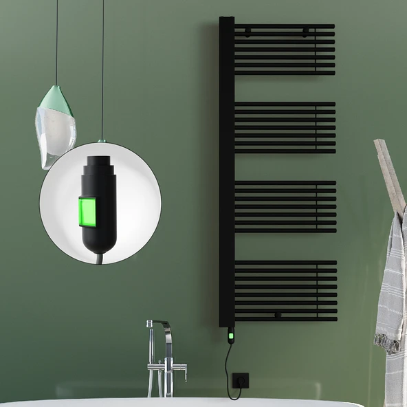 MALE Elektrikli Havlupan 600x1600  Siyah (OnOff Düğmeli) 900W ürün görseli 1