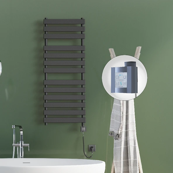 TAHITI Elektrikli Havlupan 500x950 Antrasit Texture (KTX4 Termostat) 600W Spiral Kablolu ürün görseli 1