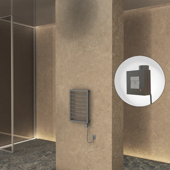 NAXOS Elektrikli Havlupan 450x655 Antrasit Texture (KTX1 Termostat) 300W Spiral Kablolu ürün görseli 1