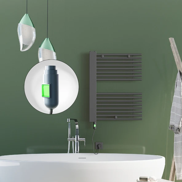 MALE Elektrikli Havlupan 600x800  Antrasit (OnOff Düğmeli) 600W ürün görseli 1