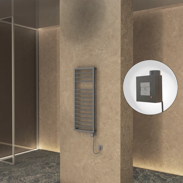 NAXOS Elektrikli Havlupan 500x1193 Antrasit Texture (KTX1 Termostat) 600W Spiral Kablolu ürün görseli 1