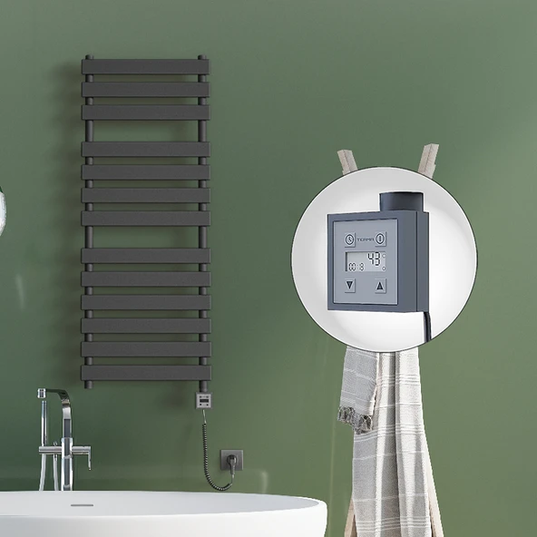 TAHITI Elektrikli Havlupan 500x950 Antrasit Texture (KTX3 Termostat) 600W Spiral Kablolu ürün görseli 1