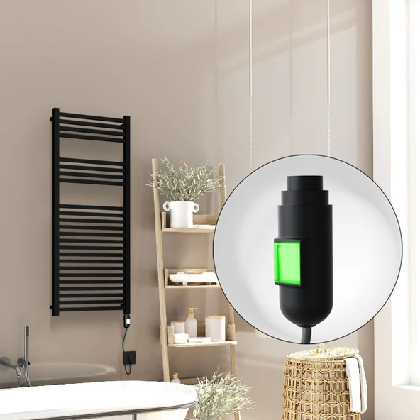 Barbados Elektrikli Havlupan 500x1200 Siyah Mat (OnOff Düğmeli) 600W ürün görseli 1