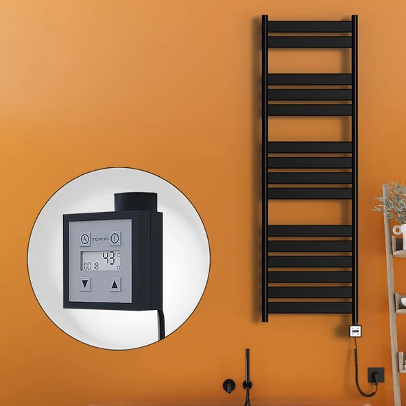 Bora Bora Elektrikli Havlupan 500x1600 Mat Siyah Ktx3 1000 Watt Spiral Kablolu ürün görseli 1