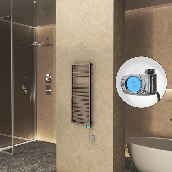 NAXOS Elektrikli Havlupan 500x1193 Rose Gold Parlak (Musa Termostat) 300W ürün görseli 1