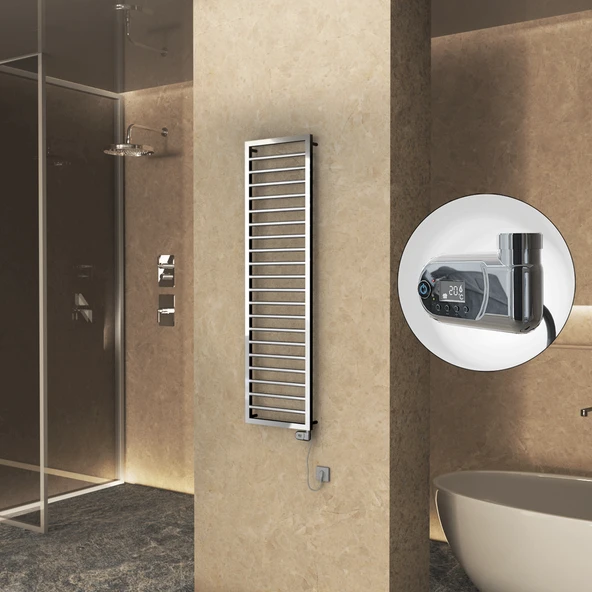 NAXOS Elektrikli Havlupan 500x1655 Krom  (Thesis Termostat) 600W ürün görseli 1
