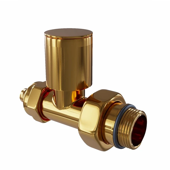 Radyatör Vanası 12 Altın Renkli Düz Pex (Metal Volanlı 16*2mm Boru Bağl. Rakorlu) ürün görseli 1