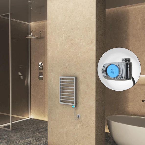 NAXOS Elektrikli Havlupan 450x655 Gri 7012 Texture (Musa Termostat) 300W ürün görseli 1