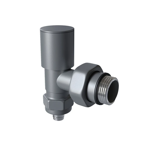 Radyatör Vanası 12 Antrasit Köşe Pex (Metal Volanlı 16*2mm Boru Bağl. Rakorlu) ürün görseli 1