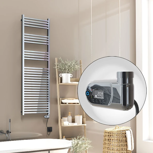 Barbados Elektrikli Havlupan 500x1600 Krom  (Thesis Termostat) 600W ürün görseli 1