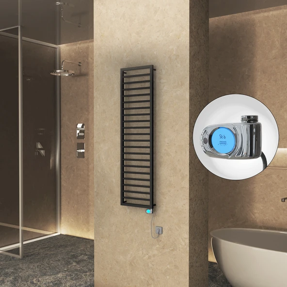 NAXOS Elektrikli Havlupan 500x1655 Siyah Mat (Musa Termostat) 600W ürün görseli 1