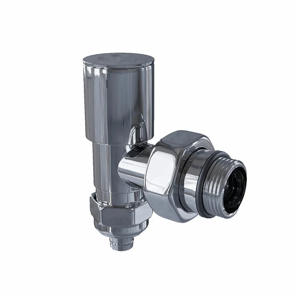 Radyatör Vanası 12 Krom Köşe Pex (Metal Volanlı 16*2mm Boru Bağl. Rakorlu) ürün görseli 1