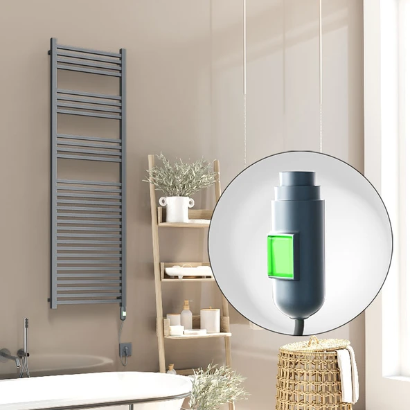 Barbados Elektrikli Havlupan 500x1600 Antrasit Texture (OnOff Düğmeli) 900W ürün görseli 1