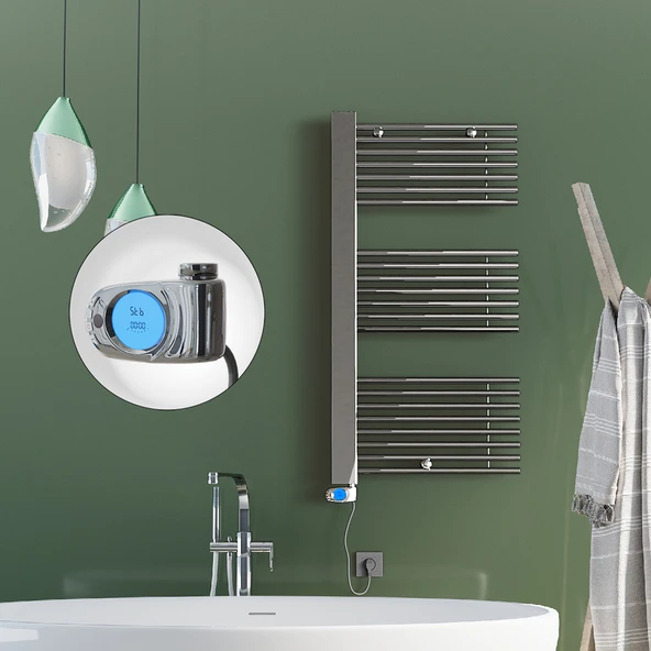 MALE Elektrikli Havlupan 600x1190  Krom (Musa Termostat) 600W ürün görseli 1