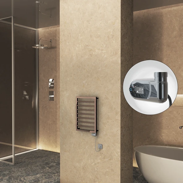 NAXOS Elektrikli Havlupan 450x655 Rose Gold Parlak (Thesis Termostat) 200W ürün görseli 1