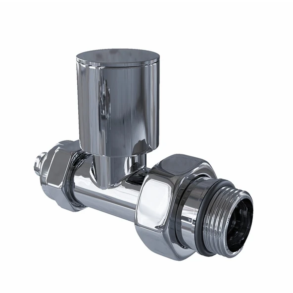 Radyatör Vanası 12 Krom Düz Pex (Metal Volanlı 16*2mm Boru Bağl. Rakorlu) ürün görseli 1