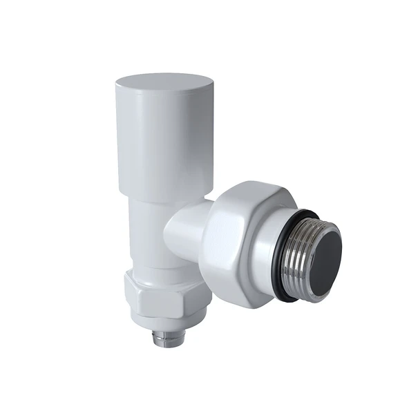 Radyatör Vanası 12 Beyaz Köşe Pex (Metal Volanlı 16*2mm Boru Bağl. Rakorlu) ürün görseli 1