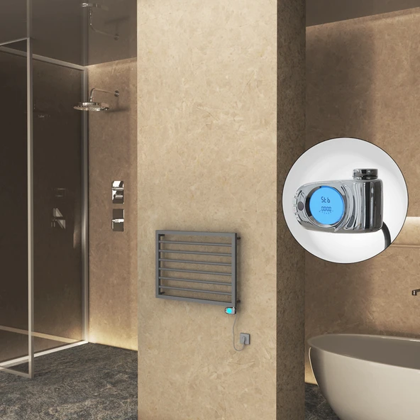 NAXOS Elektrikli Havlupan 800x578 Antrasit Texture (Musa Termostat) 300W ürün görseli 1