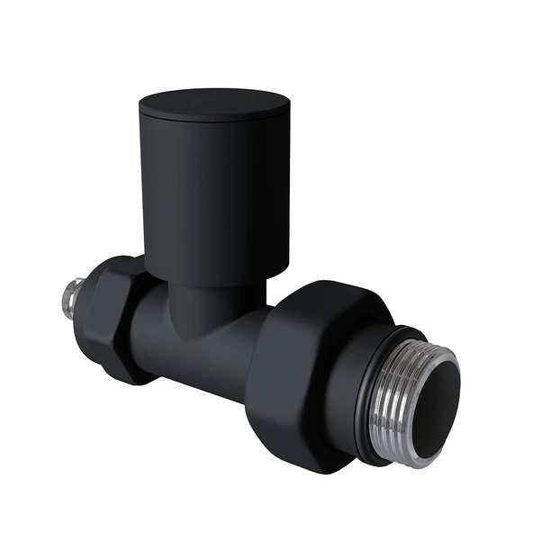Radyatör Vanası 12 Siyah Düz Pex (Metal Volanlı 16*2mm Boru Bağl. Rakorlu) ürün görseli 1