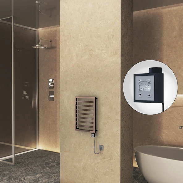 NAXOS Elektrikli Havlupan 450x655 Rose Gold Parlak (KTX3 Termostat) 200W Spiral Kablolu ürün görseli 1