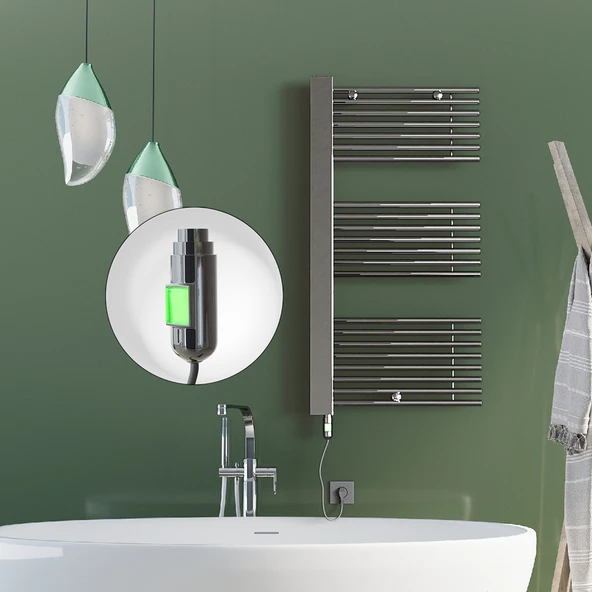MALE Elektrikli Havlupan 600x1190  Krom (OnOff Düğmeli) 600W ürün görseli 1